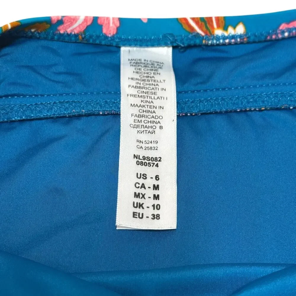 Nanette Lepore Polynesian Floral Tankini 2-Piece Swimsuit Blue Pink 6